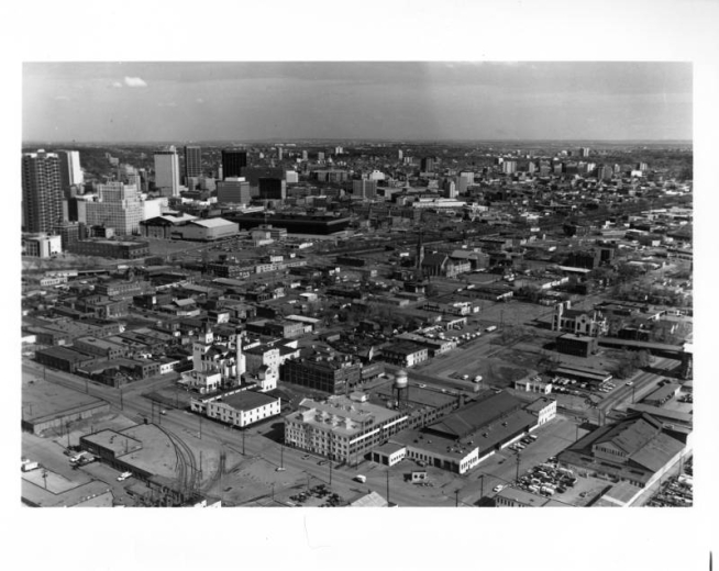 Aerial view of Auraria/Lincoln Park before 1977