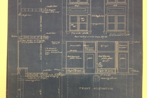 Front Elevation blueprint for the Harker Building