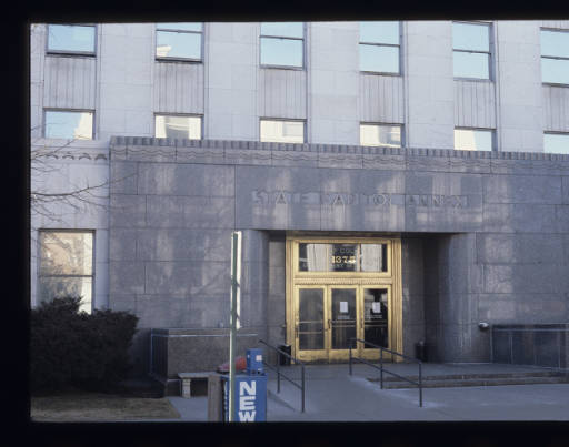 Exterior view of the Sherman Street entrance to the Colorado State Capitol Annex