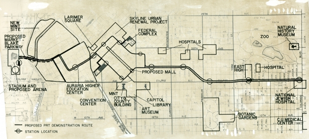 Proposed PRT Demonstration Route. October 13, 1972 (WH2129-2018-1307)