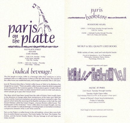 Paris on the Platte menu