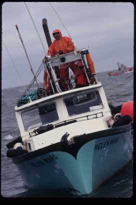 Gusty Chocknok, skipper of the salmon gillnetter F/V Helen Marg, operating in Bristol Bay, Alaska
