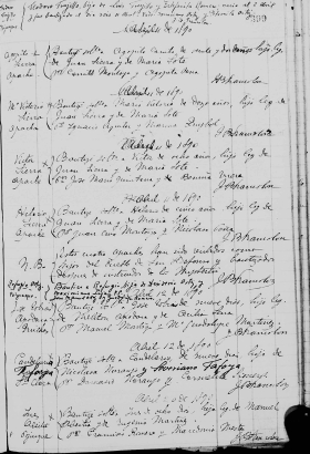 An 1890 parish register in Santa Cruz, NM, listing baptisms of an Apache family. A priest’s note reads, “These four Apaches were welcomed as children of the Pueblo of San Ildefonso and were baptized after receiving instruction from the priest."