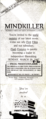 Scan of an invitation to a special 1987 screening of the film at Denver's Westin Hotel.