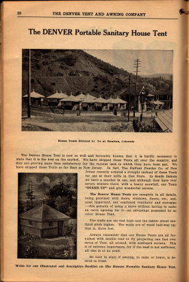 Denver Tent Company Catalog 1919