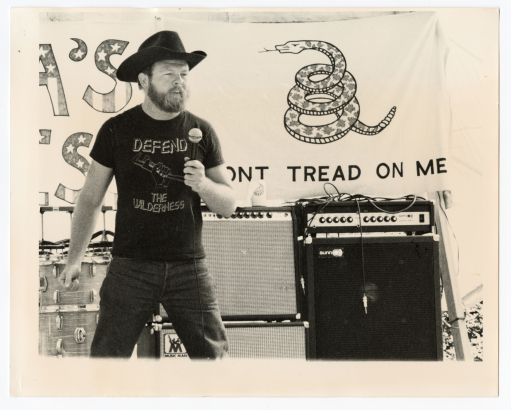 Dave Foreman speaking at Earth First! protest