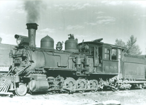 Rio Grande Southern locomotive 41 at Ridgway, Colorado in 1941 From John Maxwell Papers, WH2436 (CRg16B;Sec14;Sf2;PhotoBox 6) File 34
