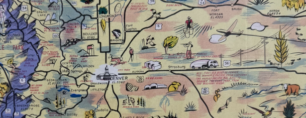Detail of the 1949 pictorial Colorado Highway Department state map
