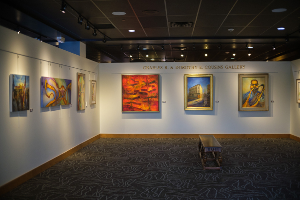 An art gallery featured on the third floor of Blair-Caldwell African American Research Library.