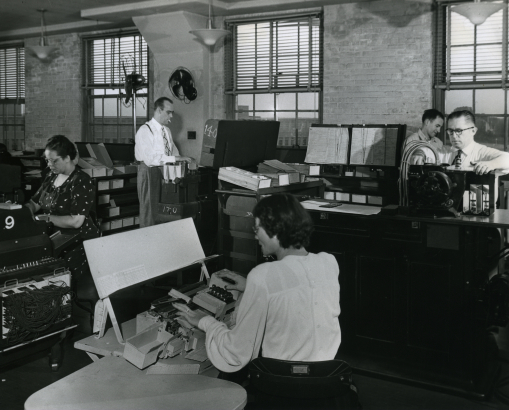 Photograph of the 1950 U.S. Census being tabulated. Image courtesy of the National Archives.