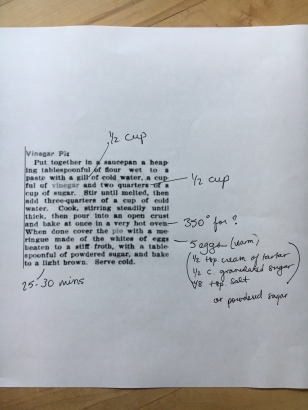 Annotated pie recipe
