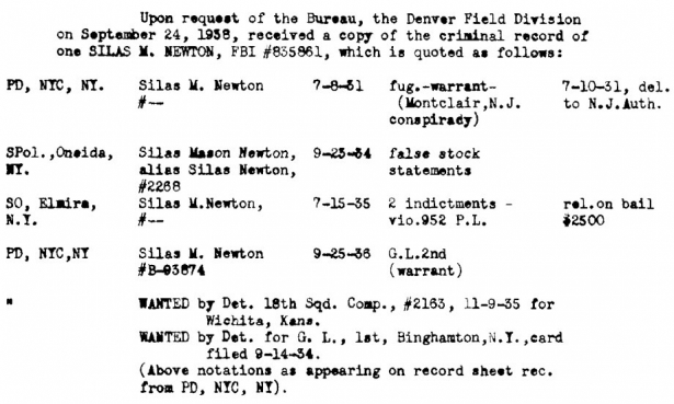 Newton's Arrest Record - FBI Freedom of Information Act File