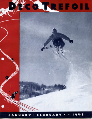 Percy Rideout, co-director of the Aspen Ski School performs a jump in Aspen, Colorado