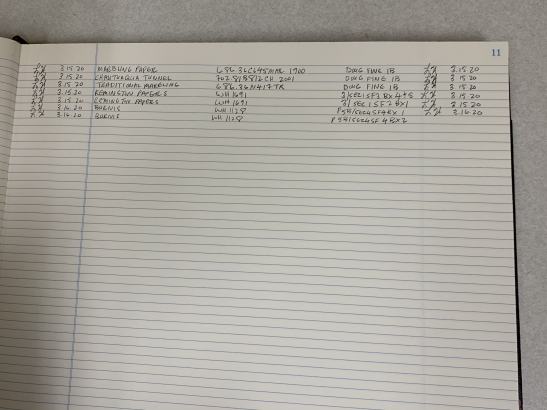 Staff logbook in the vault