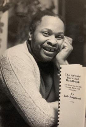 Bob Ragland with his book, The Artists' Survival Handbook