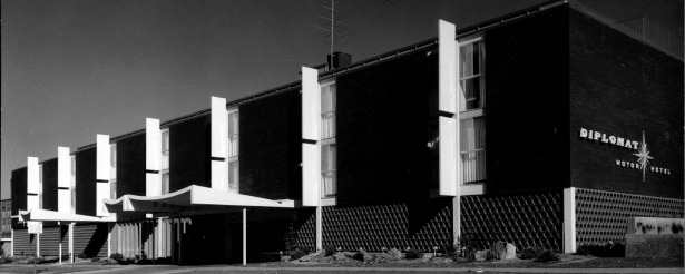Exterior of the Diplomat Motor Hotel, Richard Crowther Architectural Records (WH1504), PhotoBox 3