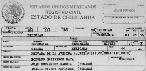 Scan of Mexican Civil Registry