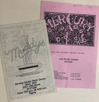 Muddy's and Mercury Cafe menus