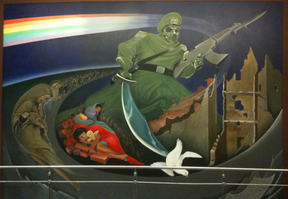 Photo of war-like mural