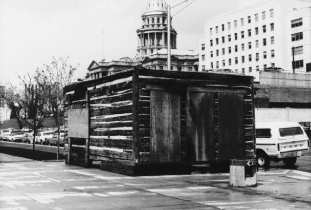 Murat Cabin on grounds of Colorado History Museum on Lincoln Street