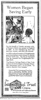 Advertisement for the International Trust Company, Denver Post, October 24, 1922. [Note: ad contains harmful and racist language]