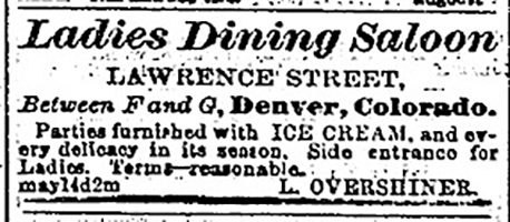 Advertisement mentioning ice cream, Rocky Mountain News. June 23, 1866.