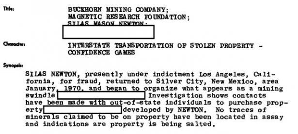 Mine Salting - FBI Freedom of Information Act File