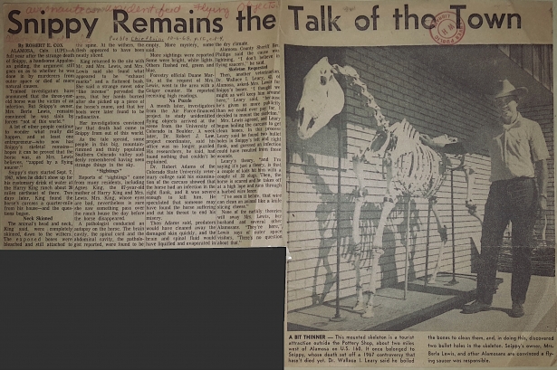 %name La Historia de Snippy, el caballos que supuestamente habría sido muerto por extrañas lucen en el cielo en Valle de San Luis, Colorado, EEUU en 1967