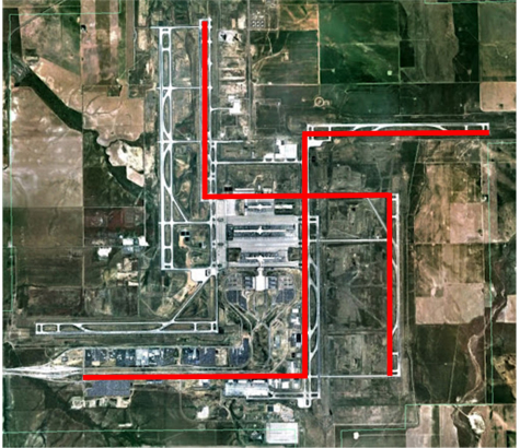 Aerial photo of runway pattern