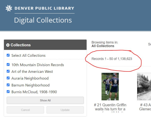 View of the Digital Collections on October 25, 2021