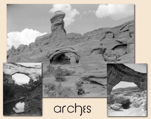 Collage of Beam photos of Arches National Monument