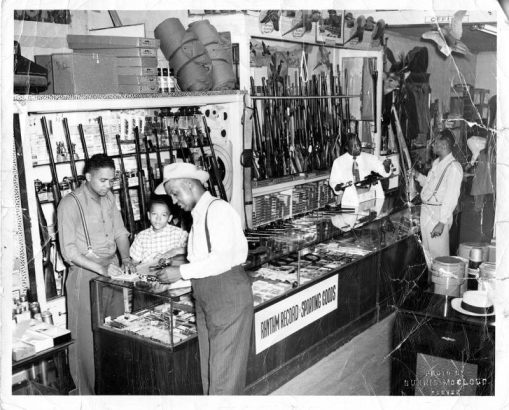 Interior of Rhythm Records and Sporting Goods store