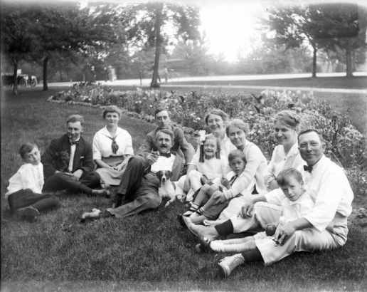 Outdoor portrait of families with boys and girls in a park in Denver, Colorado.