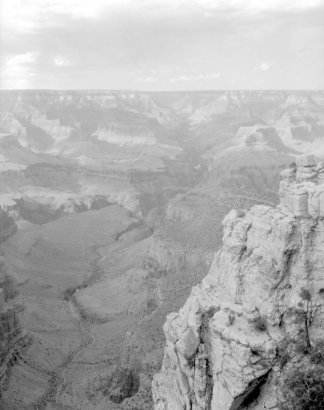 View of Bright Angel Canyon, Grand Canyon National Park, Arizona; shows Plateau Point, Indian Gardens, and the Tonto Trail.