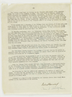 First meeting of the Washington section of the Wilderness Society (minutes)