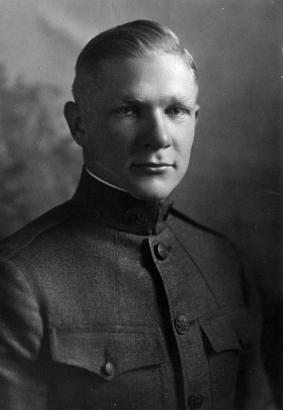 Portrait of Francis Brown "Blondy" Lowry, an observer/gunner for the 91st Aero Squadron of the American Expeditionary Forces who fought and died in France during World War One, and was posthumously decorated.