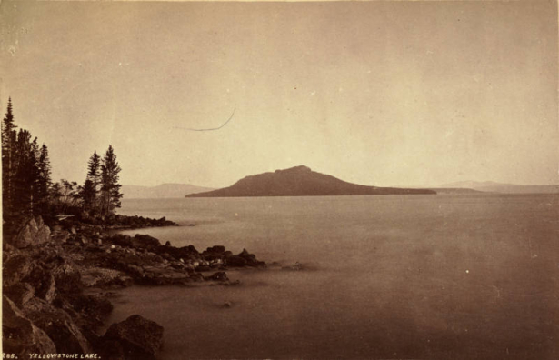 View of Yellowstone Lake at Yellowstone National Park in Wyoming.