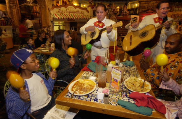 Photo of people gathered around a Casa Bonita table