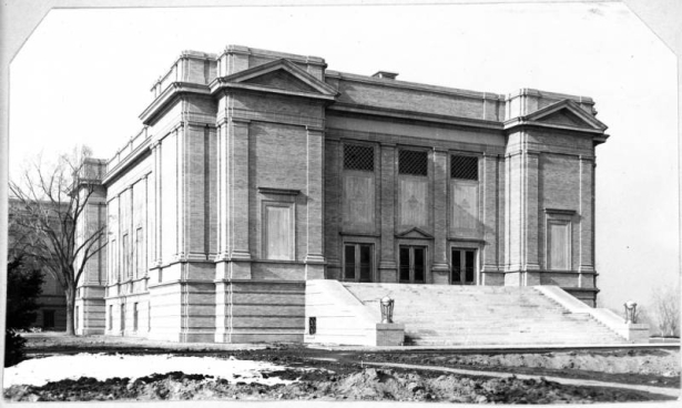A view of the Phipps Auditorium near the Denver Museum of Natural History in City Park Denver, Colorado. The neoclassical style building was dedicated in 1940. The building was converted to the IMAX theater in 1983.