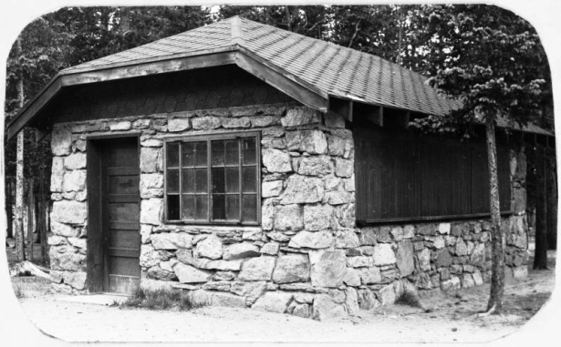 View of a stone masonry concession stand at Echo Lake Park, part of the Denver Mountain Parks System (Clear Creek County), Colorado.