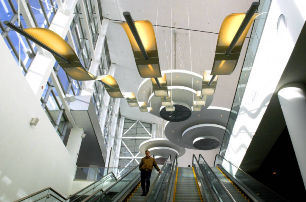(DENVER , Colo., December 6, 2004) Looking up the staircase of Lobby D on the Speer BLVD side of  the new Denver Convention Center Expansion that opened for business Monday as Denver Mayor John Hickenlooper cut the ribbon to officially open the new fac...