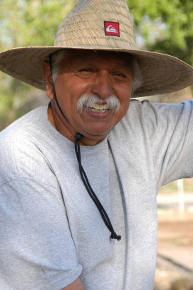 Portrait of unidentified man wearing sombrero