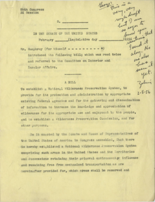 Wilderness Act (draft February 28, 1956)