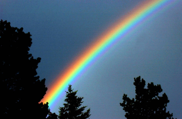 (VIEWFINDER - RAINBOW  July 8, 2004)  While on a trip in eagle county, near Vail, a quick moving thunder storm over came me. I waited it out and I knew that when it started to clear, a rainbow would appear.  I put my 70 - 200 Nikon zoom on my Nikon D2H...