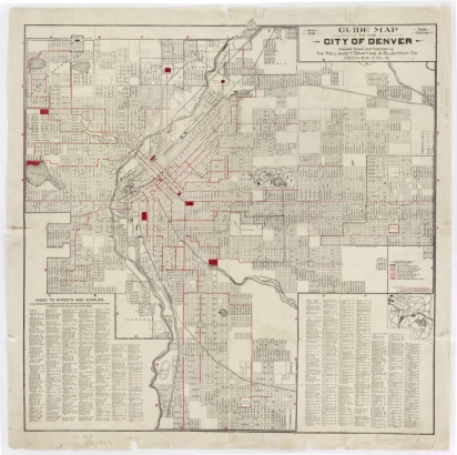 Guide map to the city of Denver