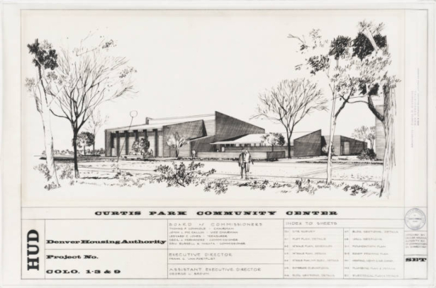 This item (1 of 123) is from the Eugene Sternberg Architectural Records (C MSS WH1003). This drawing shows a rendering of the Curtis Park Community Center in Curtis Park, Denver, Colorado and was commissioned by the City of Denver in 1967.