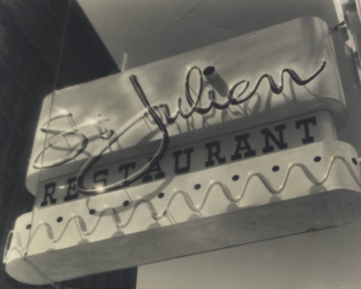 Neon sign for St. Julien Restaurant, San Francisco, California