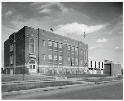 Exterior photograph of Crofton Elementary School, formerly the 24th Street School, in Denver, Colorado.