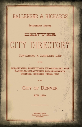 Denver City Directory cover page, 1889