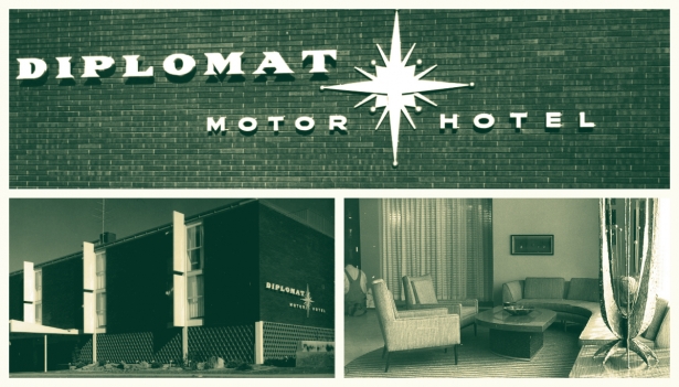 The Diplomat Motor Hotel. Collage of photographs from the Richard Crowther Architectural Records (WH1504) and the Rocky Mountain News Photo Collection.